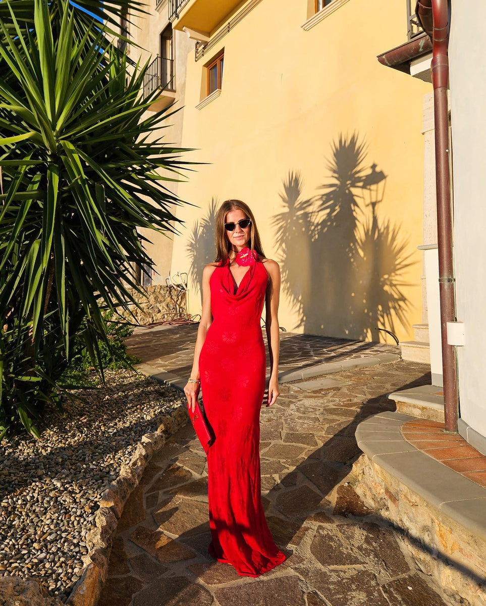asta resort red dress Asta Resort Klara Dress in Rosa Red – WMIYHire