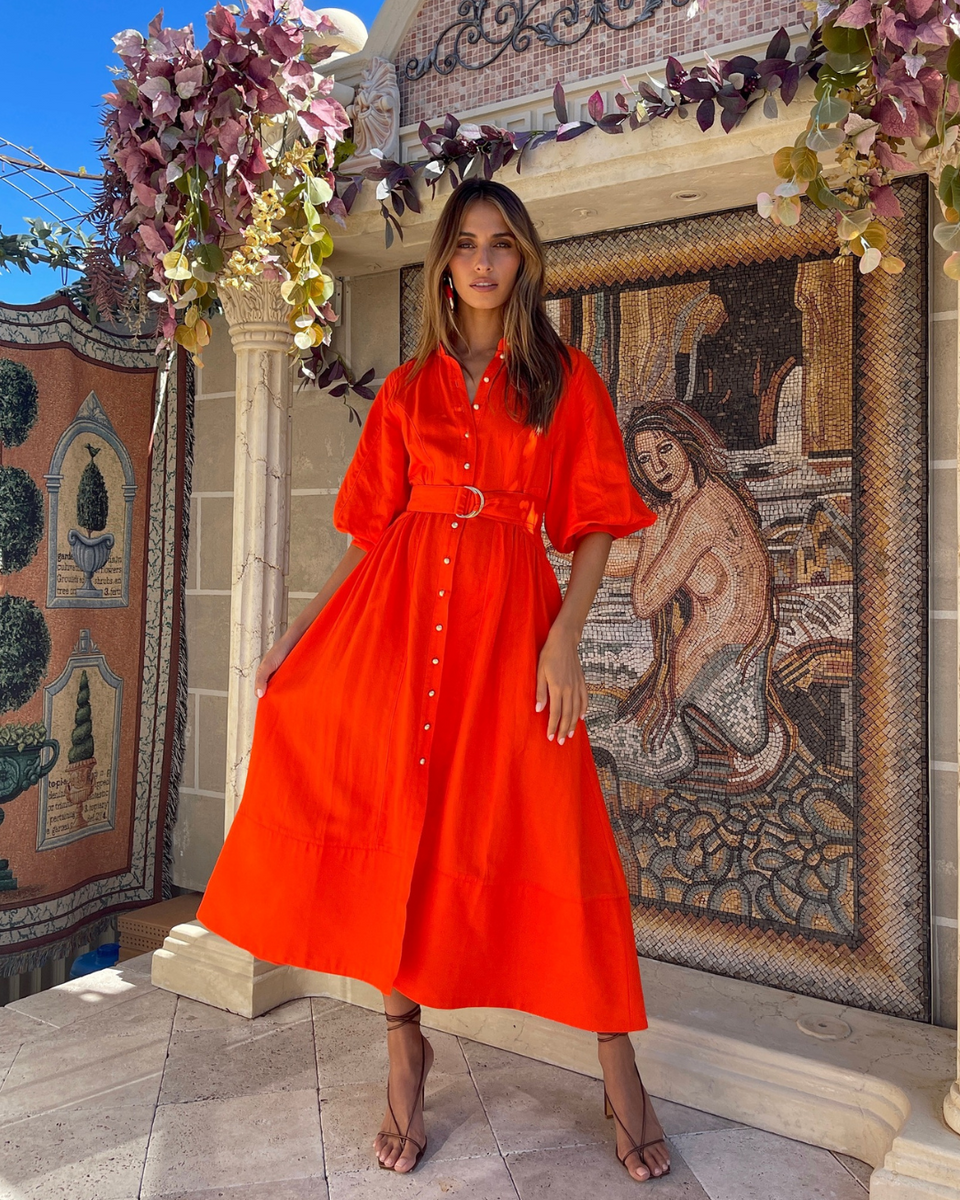sheike orange dress Sheike Piper Dress in Tangerine – WMIYHire
