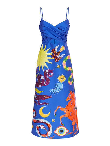 Alemais Guardian Midi Dress in Azure Multi