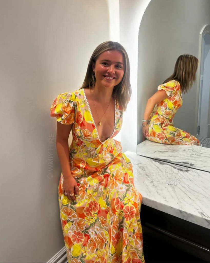 By Nicola S/S Wavy Maxi Dress in Citrus Print – WMIYHire