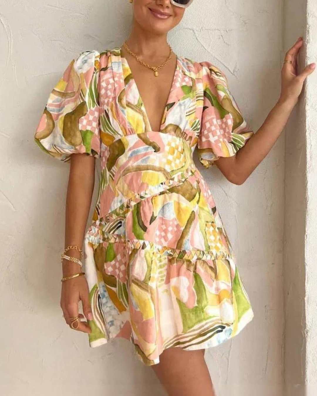 By Nicola Sol Puff Mini Dress in Swirl Check – WMIYHire By Nicola Sol Puff Mini Dress in Swirl Check – WMIYHire