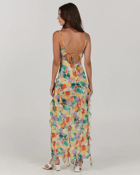 Cindy Plunge Maxi Dress In Green