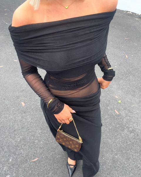 Benni Yasmin Off-Shoulder Maxi Dress Black