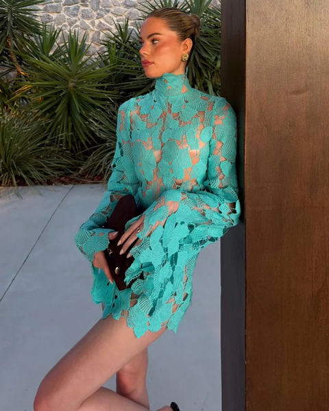 Studio Selea Turquoise Shell Embriodery Dress