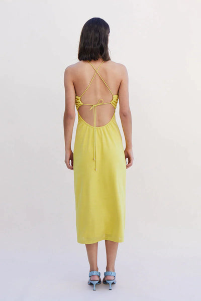 BUY: Suboo Asha Splice Slip Dress in Lemon