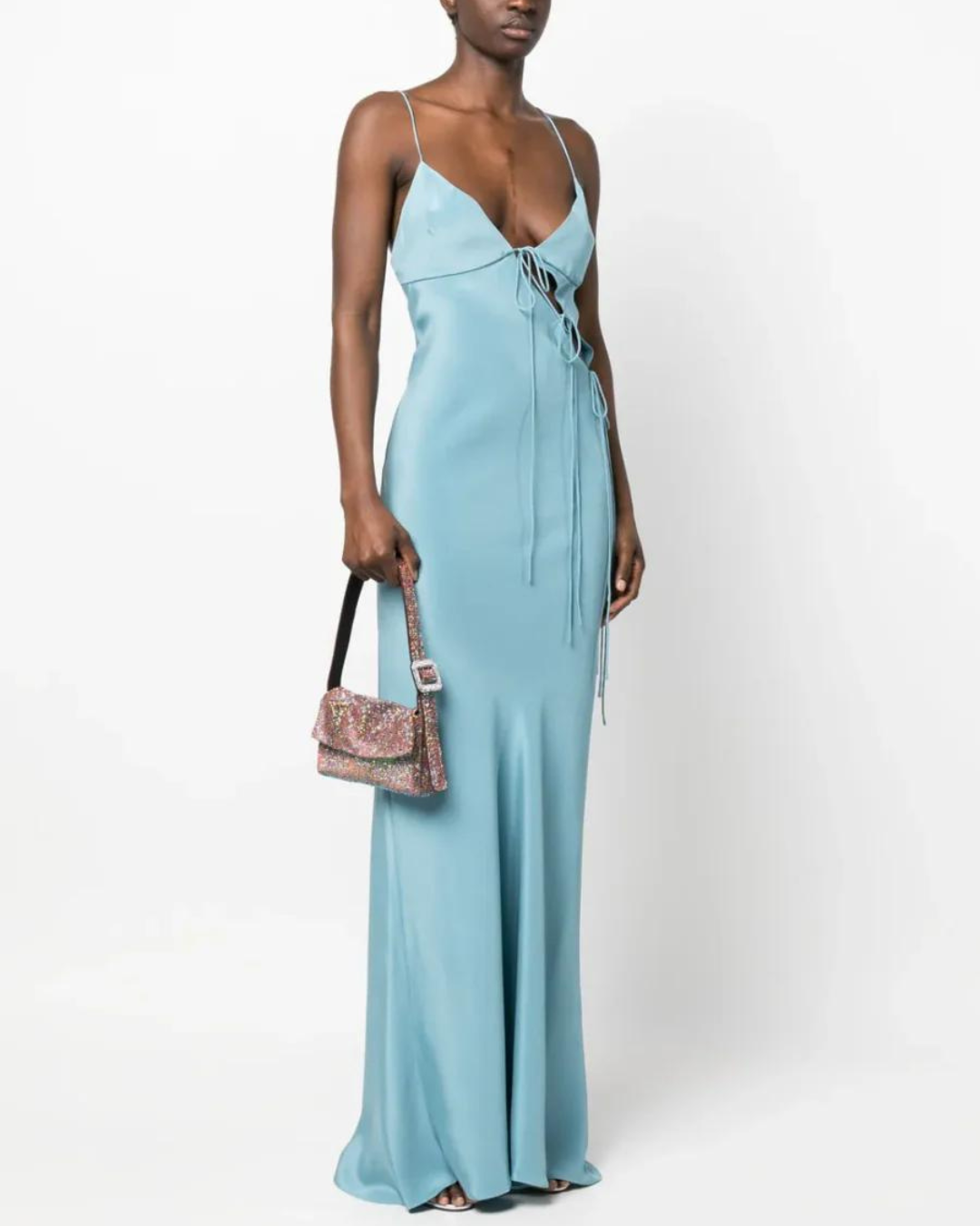 christopher esber slope tie silk dress Christopher Esber Slope Tie Silk Maxi Dress in Silver