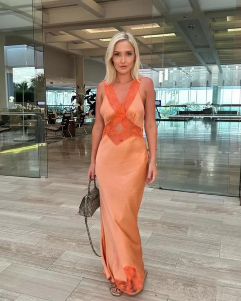 Sir The Label Aries Cut Out Gown in Peach