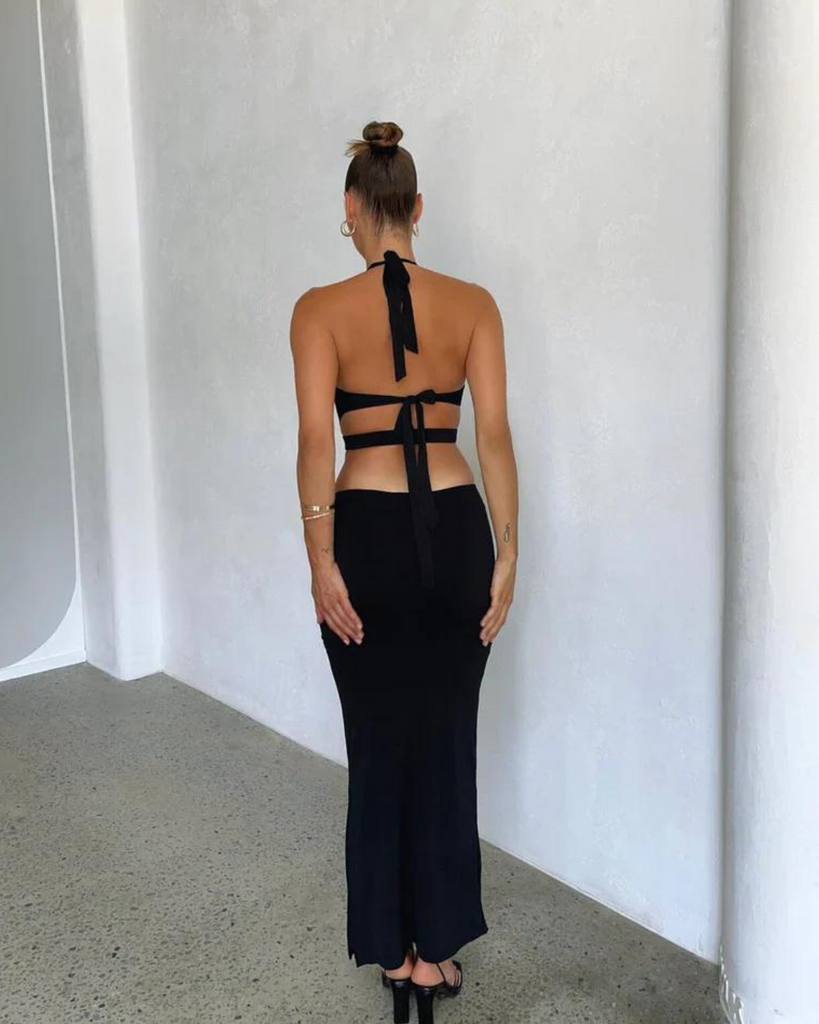 Outcast Suede Maxi Dress in Black WMIYHire Outcast Suede Maxi Dress in Black WMIYHire
