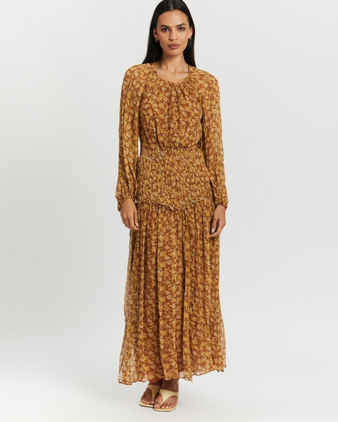 Shona Joy sunset Cut-Out Dress in Turmeric