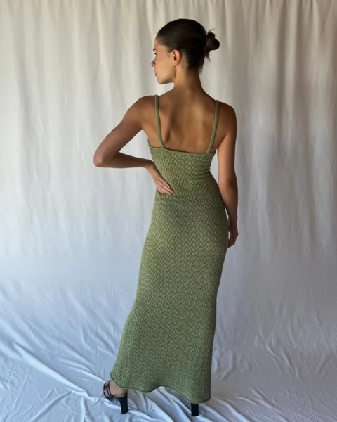 Bec & Bridge Effie Knit Key Maxi Dress Green