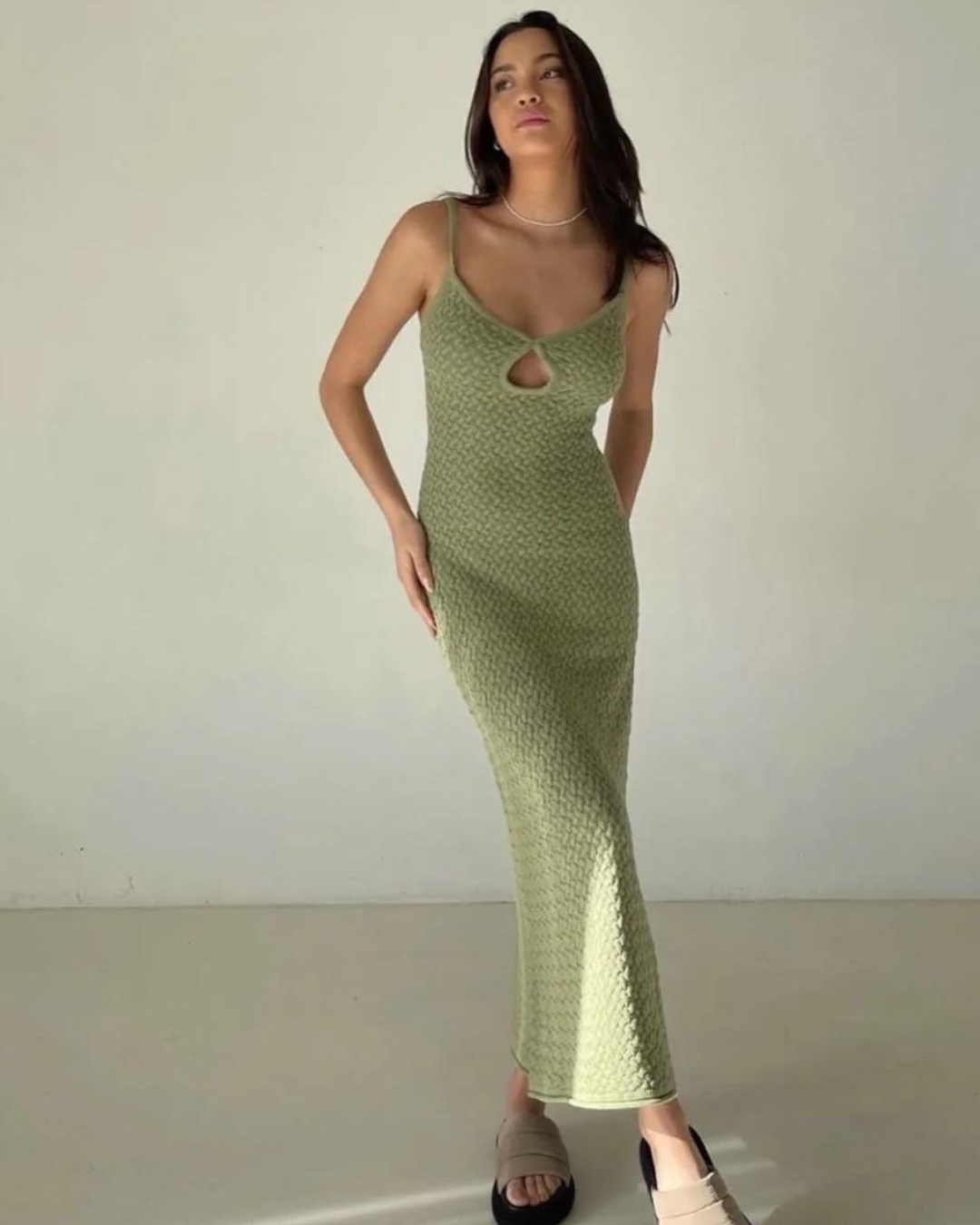 Bec & Bridge Effie Knit Key Maxi Dress Green WMIYHire Bec & Bridge Effie Knit Key Maxi Dress Green WMIYHire