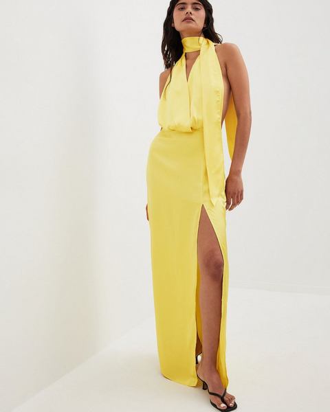 Josephine HJ x NA-KD Scarf Gown Yellow