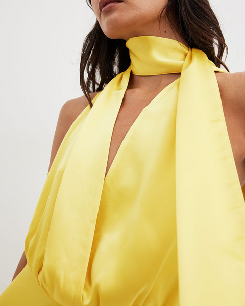 Josephine HJ x NA-KD Scarf Gown Yellow