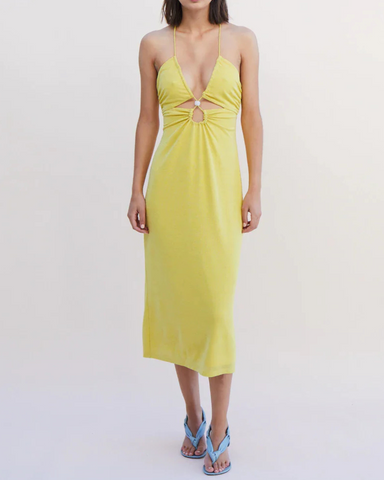 Suboo Asha Splice Slip Dress in Lemon