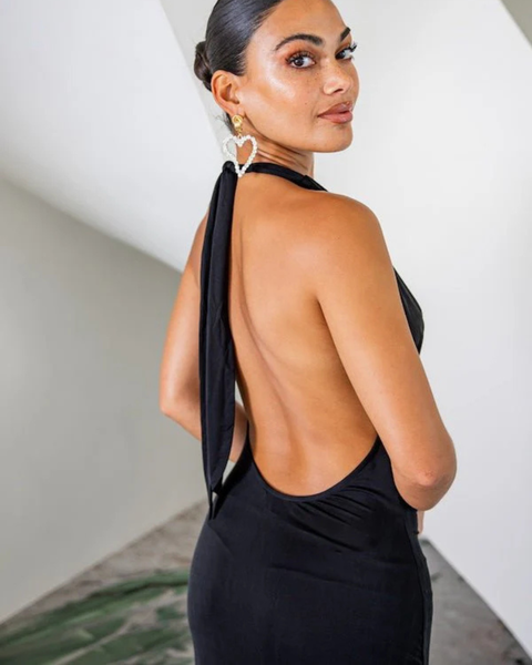 Sneaky Link Saint Plunge Maxi Dress Black