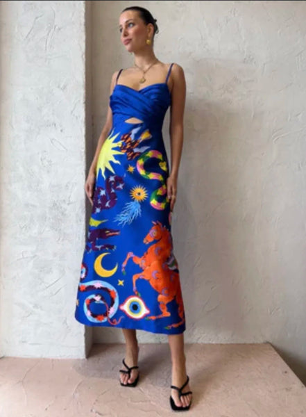 Alemais Guardian Midi Dress in Azure Multi