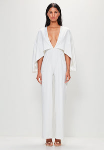 BUY: Missguided Peace + Love White Jersey Cape Plunge Jumpsuit