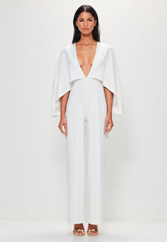 BUY: Missguided Peace + Love White Jersey Cape Plunge Jumpsuit