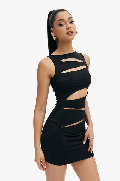 BUY: Solado Cut Out Sleeveless Round Neck Mini Dress