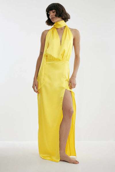 Josephine HJ x NA-KD Scarf Gown Yellow